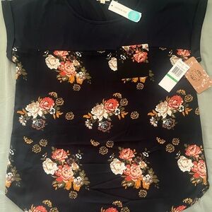 Orange and Navy Blue Sleeveless Boxy T-Shirt